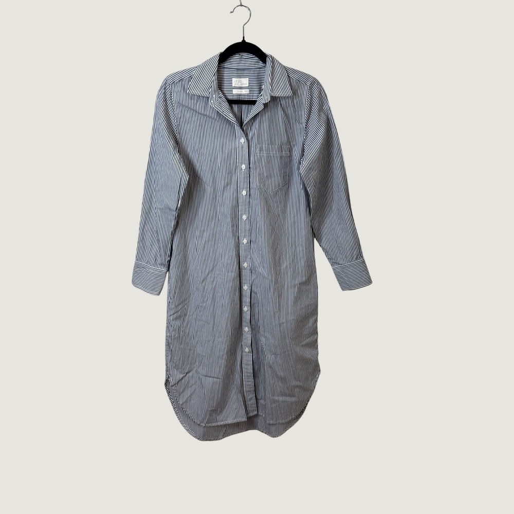 J.Crew Re-Imagined Striped 100% Cotton Shirt Dress Navy White Coastal Beachy 0